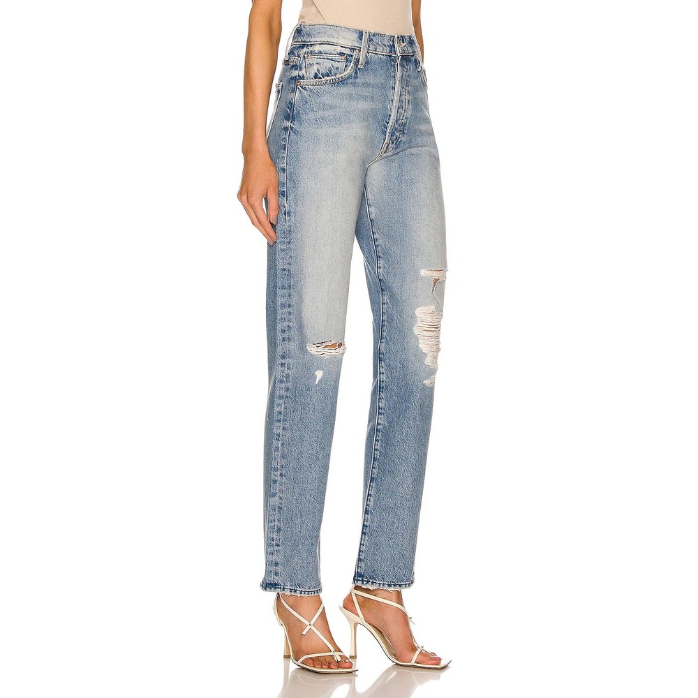 MOTHER Huffy Skimp High Rise Straight Distressed Jeans Hotter On Other Side - Picture 3 of 9